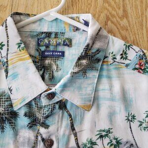 Campia Mens Hawaiian Shirt Floral Size XL Short Sleeve Collared Rayon